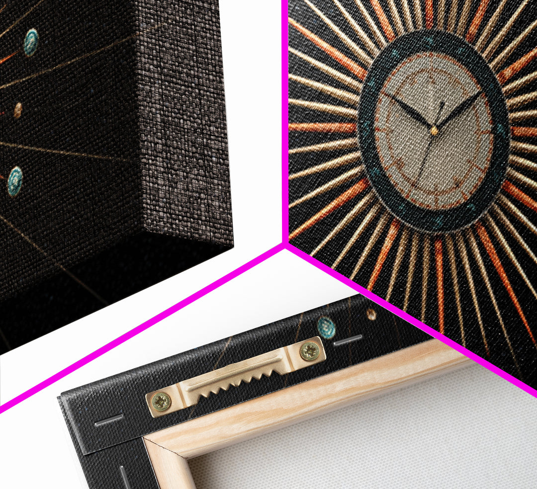 Cosmic Clock Atomic Starburst Canvas Print, Midcentury Modern Art, Retro Wall Decor, Space Abstract Art, MCM Poster For Home Office