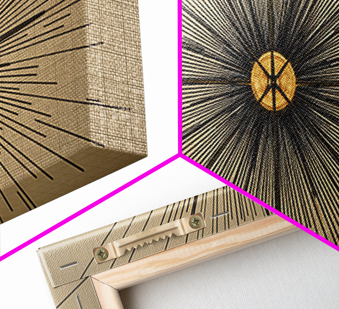 Tan Black Radial Starburst Wall Art, Mid Century Modern Decor, Atomic Geometric Poster, Minimalist Abstract Office Print