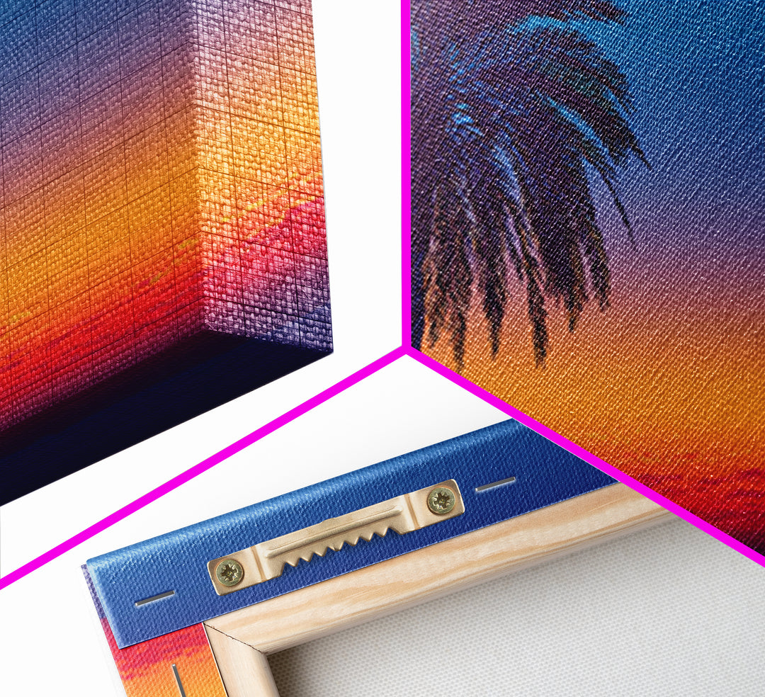 Silhouetted Palm Sunset Wall Art, Retro Tropical Landscape Print, Midcentury Modern Decor, Palm Springs Poster, Coastal Home Decor