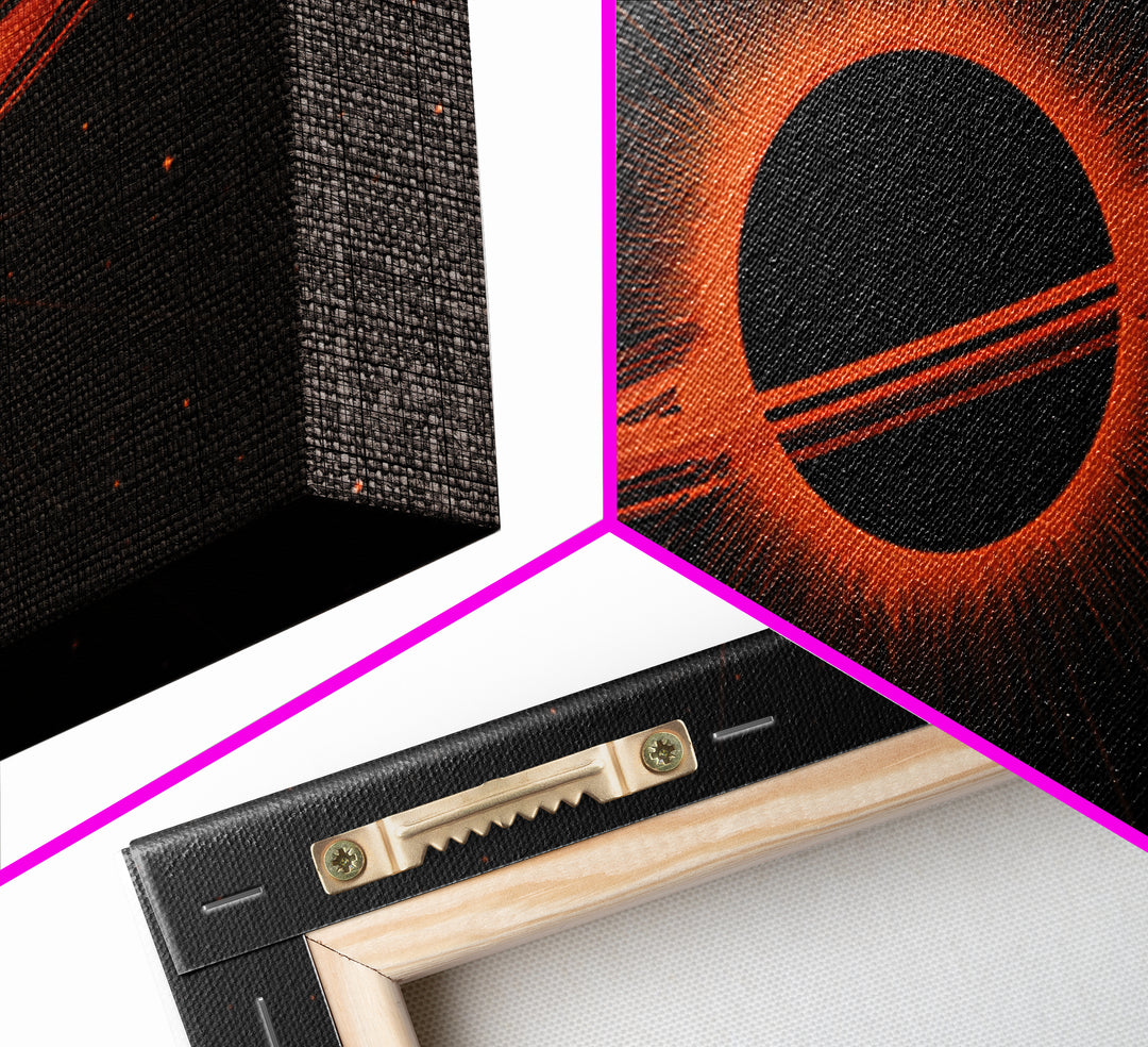 Orange Black Hole Eclipse Wall Art, Cosmic Retro Sci Fi Print, Midcentury Modern Space Poster, Atomic Starfield Home Decor