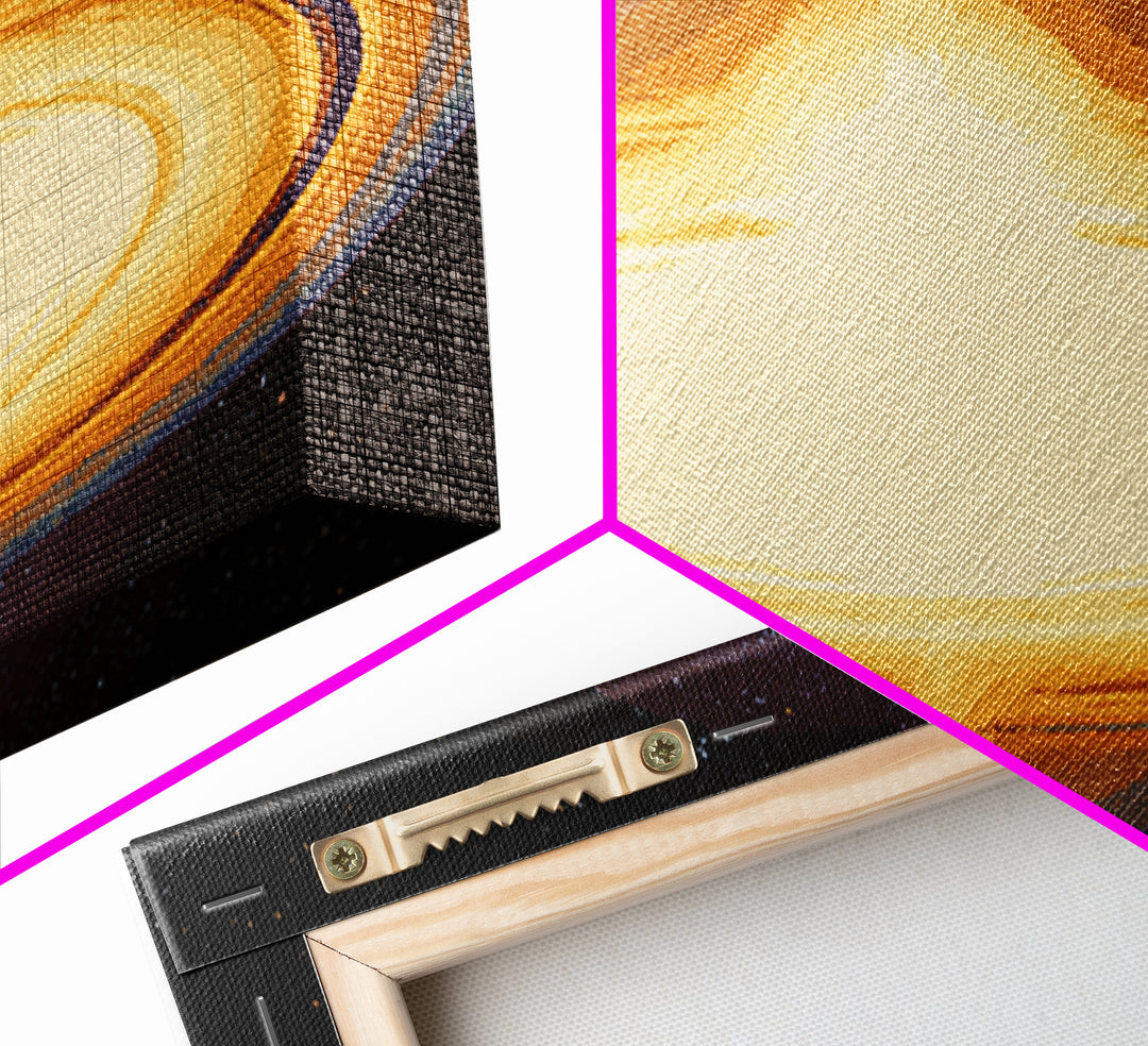 Luminous Accretion Disk Canvas Print, Black Hole Space Art, Cosmic Retro Poster, Modern Abstract Wall Art, Sci Fi Decor Gift