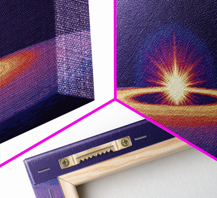 Purple Black Hole Horizon Wall Art, Cosmic Space Abstract Print, Retro Sci Fi Poster, Modern Digital Art, Galaxy Decor Print