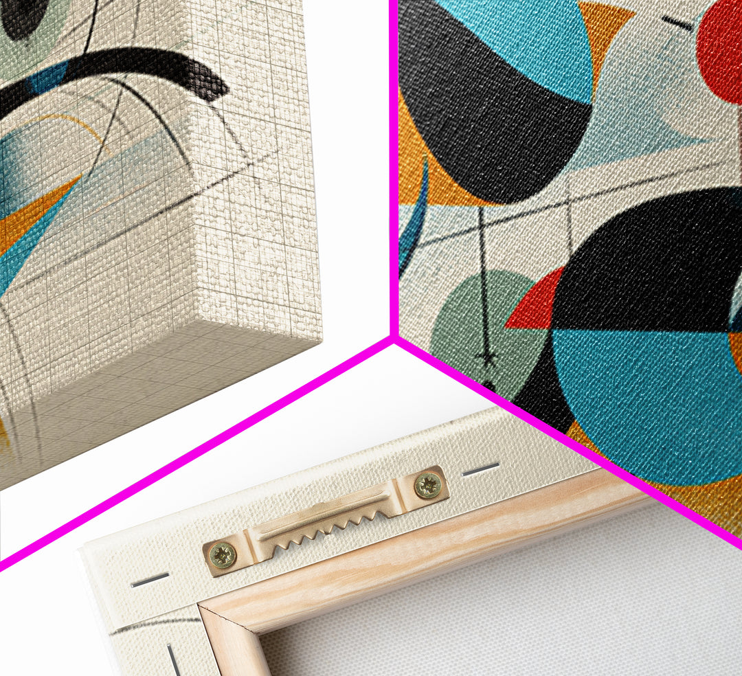 Geometric Abstract Birds Wall Art, Midcentury Modern Shapes Print, Bauhaus Inspired Decor, Teal Orange Living Room Art Print