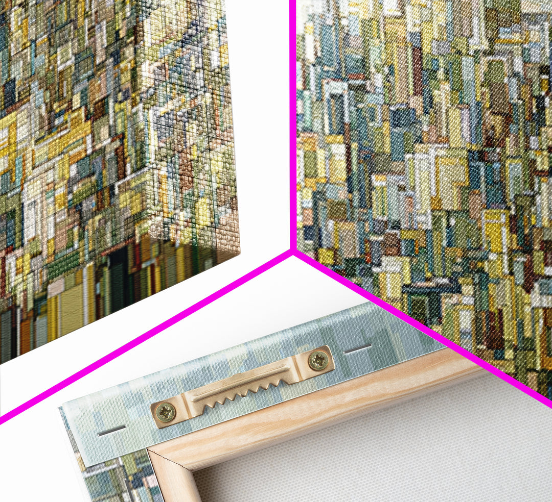 Dense City Skyline Wall Art, Modern Architectural Print, Abstract Urban Landscape Decor, Blue Beige Living Room Art Print