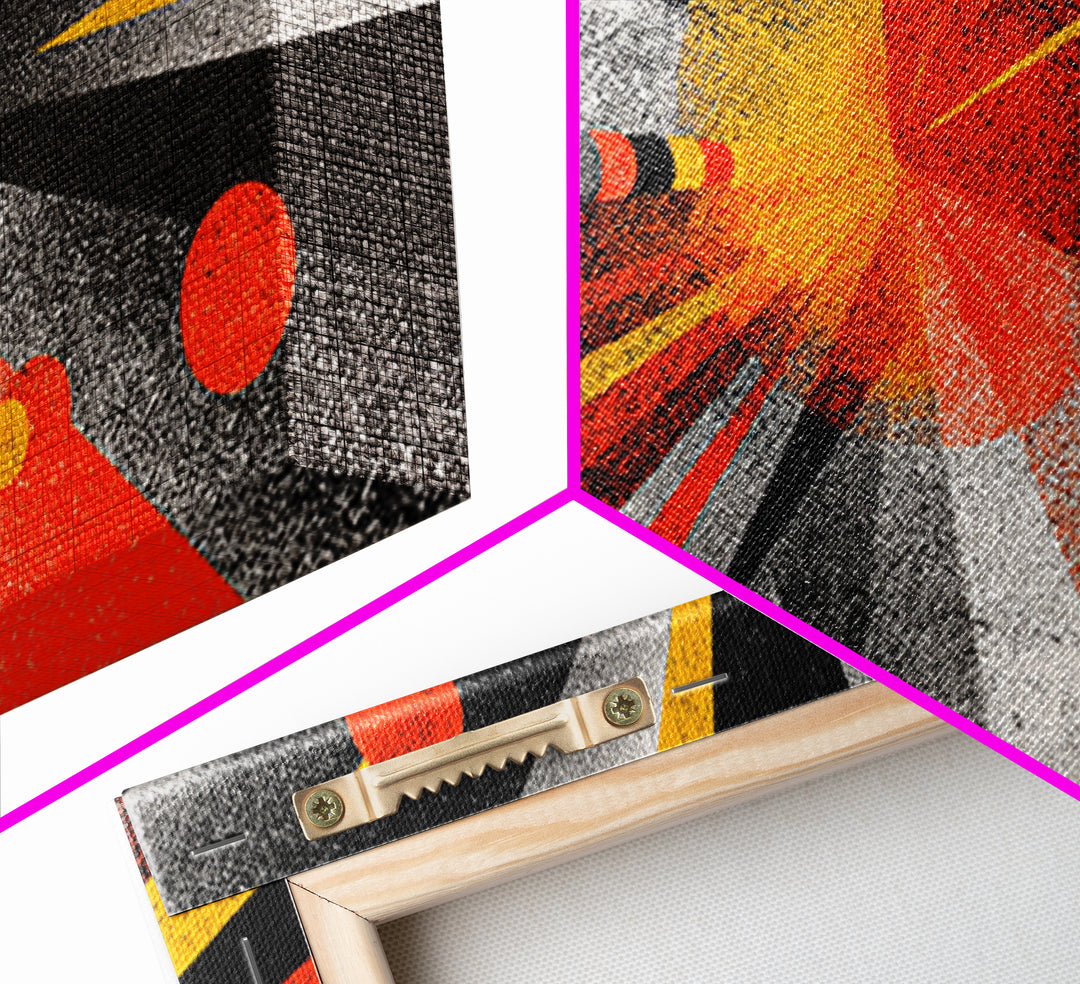 Abstract Planet Blast Wall Art, Orange Black Geometric Space Poster, Midcentury Modern Decor, Atomic Retro Sci Fi Art Print