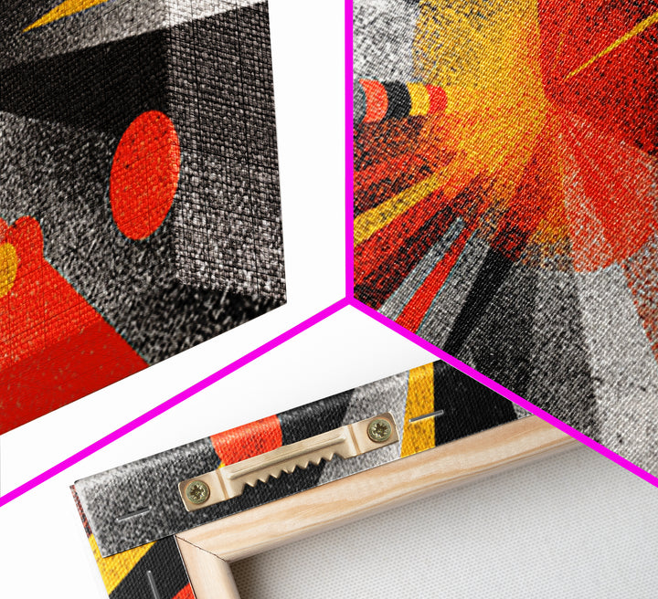 Abstract Planet Blast Wall Art, Orange Black Geometric Space Poster, Midcentury Modern Decor, Atomic Retro Sci Fi Art Print