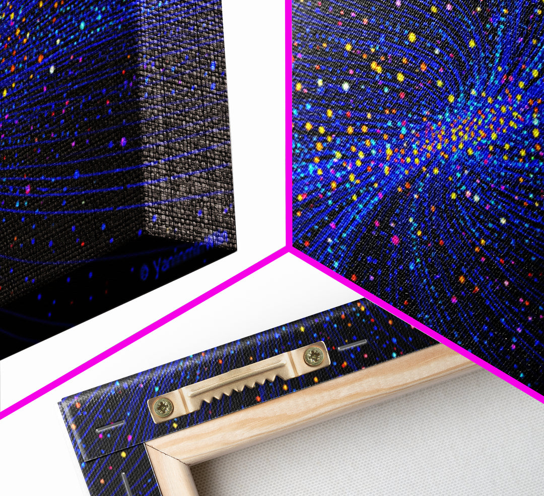 Blue Starfield Particle Stream Wall Art, Cosmic Abstract Digital Print, Modern Sci Fi Poster, Vibrant Space Decor For Home Office