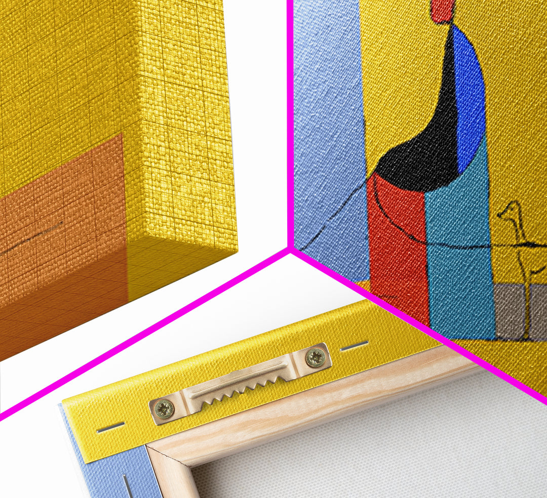 Minimal Yellow Blue Dog Walker Wall Art, Midcentury Modern Abstract Print, Scandinavian Decor, Geometric Home Art Poster