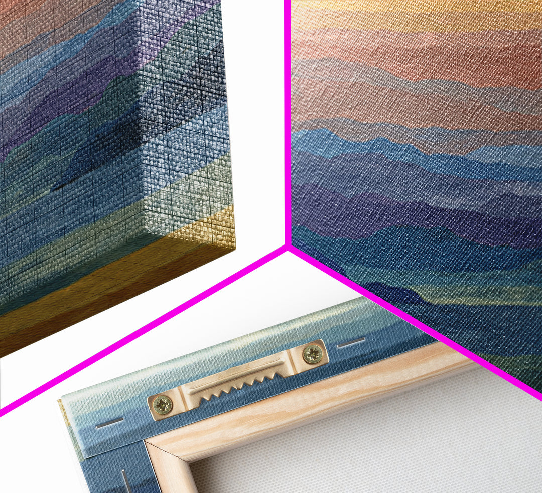 Pastel Mountain Lake Panorama Framed Canvas Print, Modern Wall Art, Scenic Nature Landscape, Bedroom And Office Decor, Home Decor