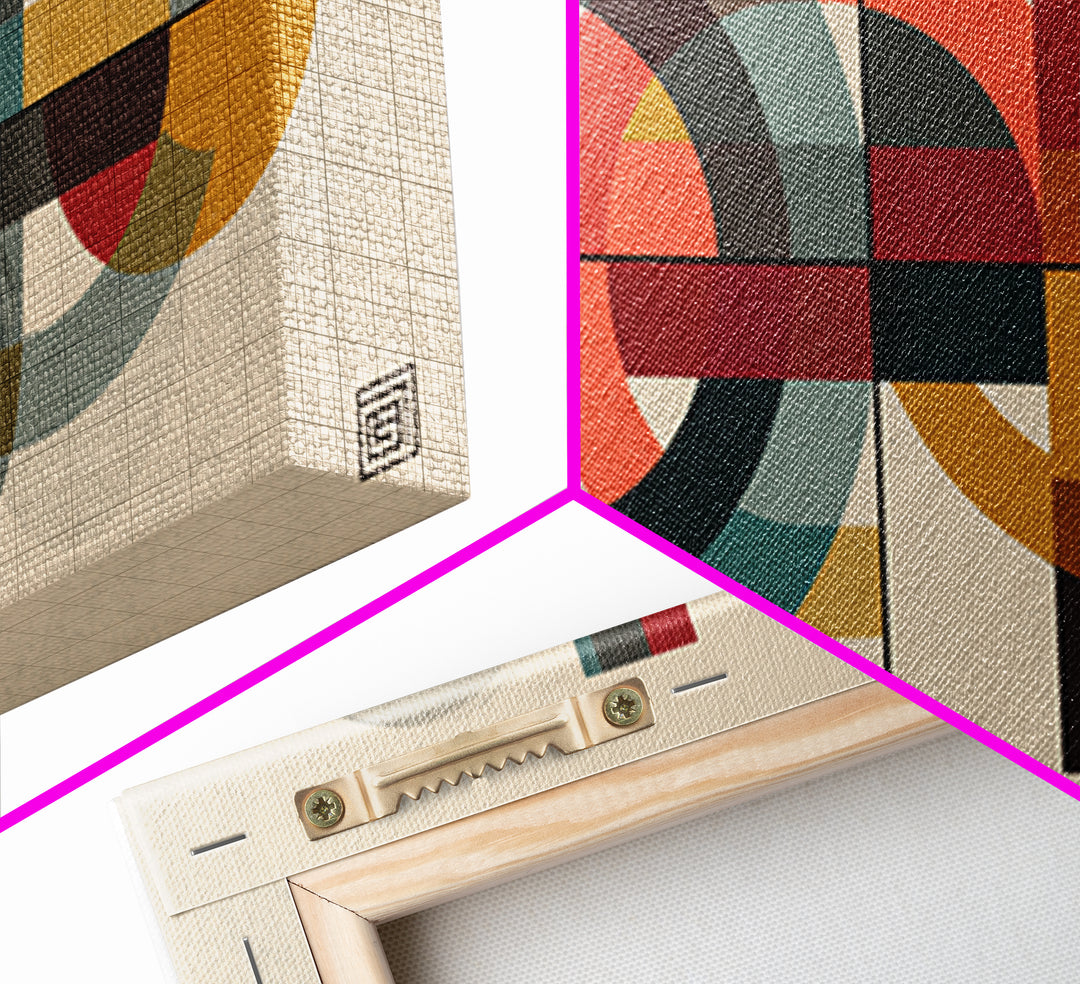 Overlapping Circles And Rectangles Wall Art, Midcentury Modern Geometric Art Print, Atomic Bauhaus Living Room Decor, Mid Century Decor