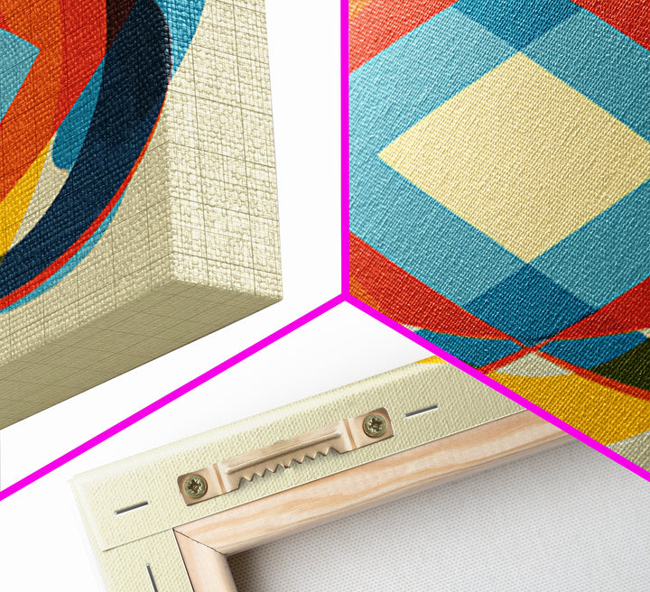 Colorful Overlapping Ellipse Abstract Wall Art, Midcentury Modern Geometric Print, Retro MCM Decor, Bold Living Room Art