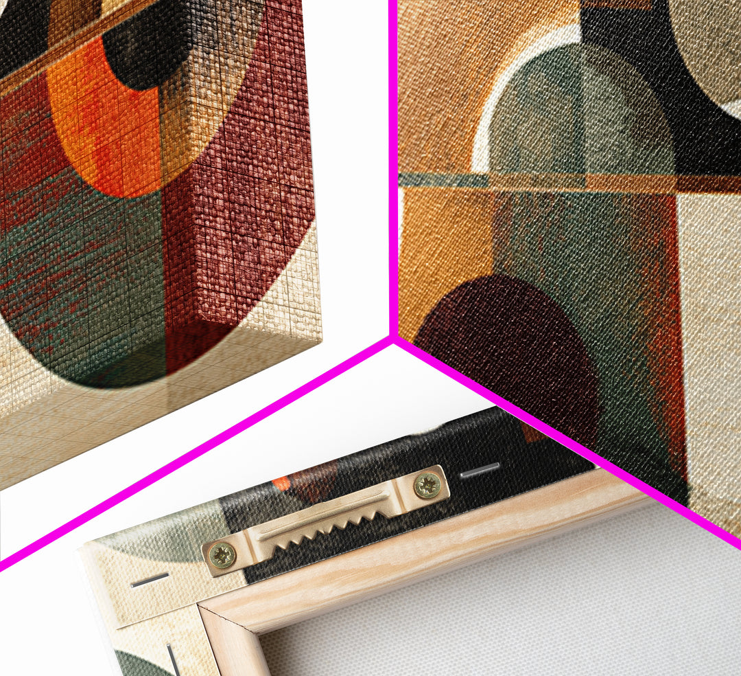 Earth Tone Geometric Circles Wall Art, Midcentury Modern Abstract Print, Retro MCM Decor, Bauhaus Living Room Artwork Print