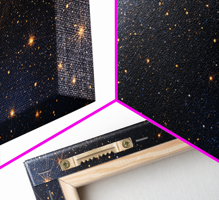 Golden Constellation Star Field Wall Art, Dark Navy Space Abstract Print, Modern Celestial Decor, Cosmic Bedroom Poster Art