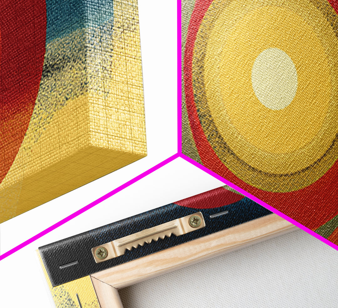 Glowing Concentric Sun Wall Art, Midcentury Modern Canvas Print, Retro Geometric Poster, Atomic Horizon Home Office Decor