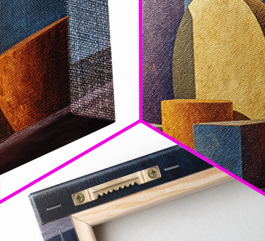 Colorful Blocks And Cylinders Still Life Wall Art, Framed Canvas Print, Modern Abstract Decor, Gallery Wall Office Poster