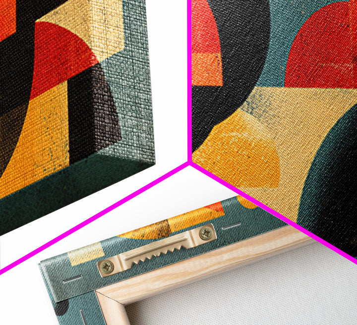 Bold Teal Orange Geometric Abstract Wall Art, Mid Century Modern Decor, MCM Artwork, Retro Bauhaus Print For Living Room