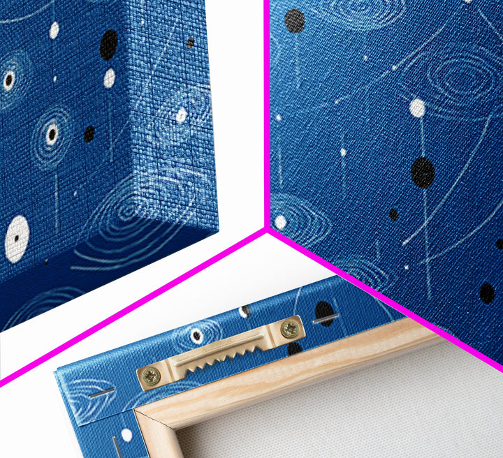 Blue Atomic Space Pattern Wall Art, Midcentury Modern Abstract Art, Retro Sci Fi Poster, Cosmic Modern Home Decor, MCM Wall Decor