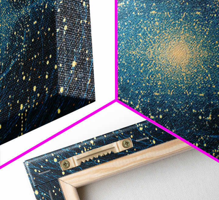 Golden Galaxy Core Stellar Space Wall Art, Midcentury Modern Abstract Art, Dark Cosmic Poster, Modern Home Decor, MCM Print