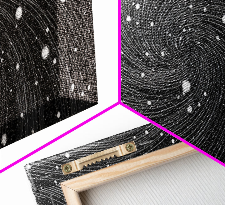 Black And White Spiral Galaxy Wall Art, Midcentury Modern Abstract Art, Retro Space Poster, Monochrome Home Decor, MCM Print