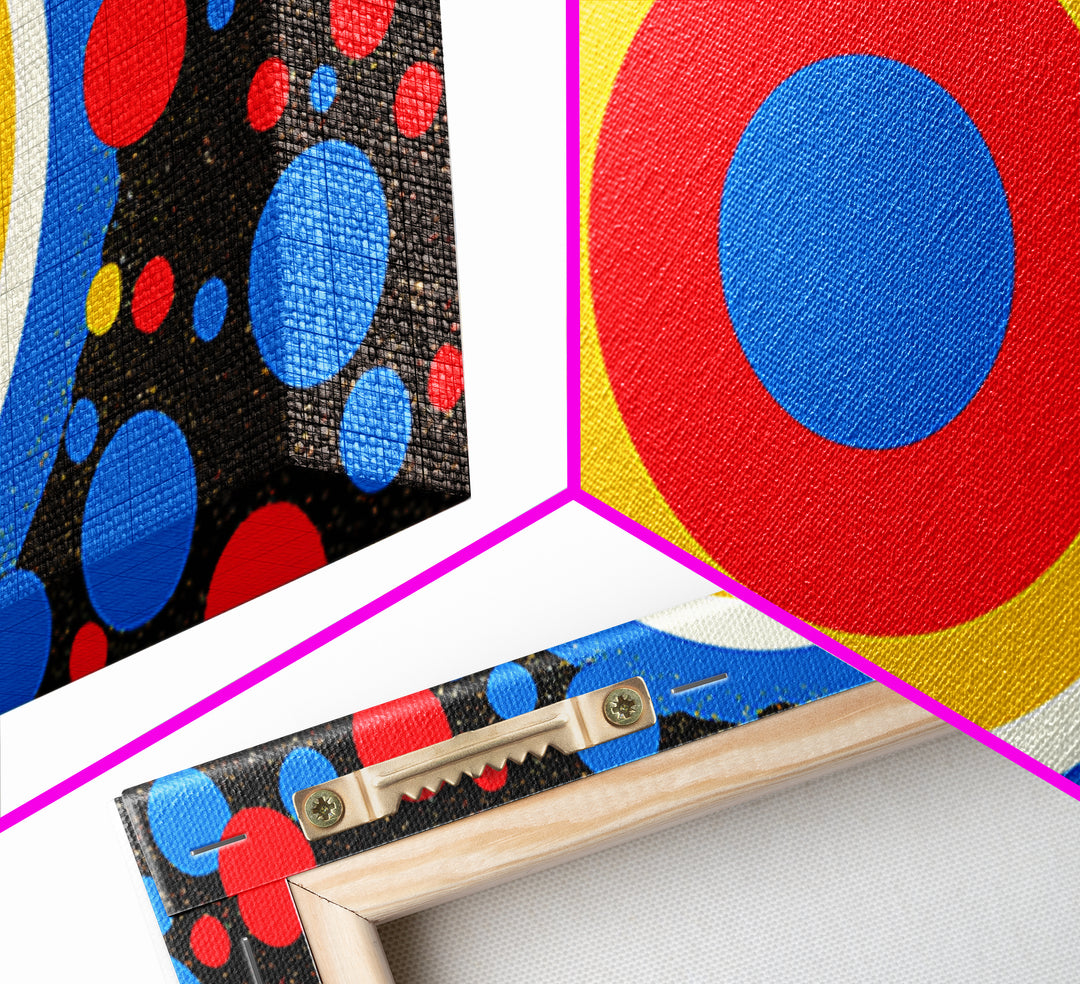 Concentric Target Canvas Print, Red Blue Yellow Circle Poster, Midcentury Modern Wall Decor, Pop Art Geometric MCM Print