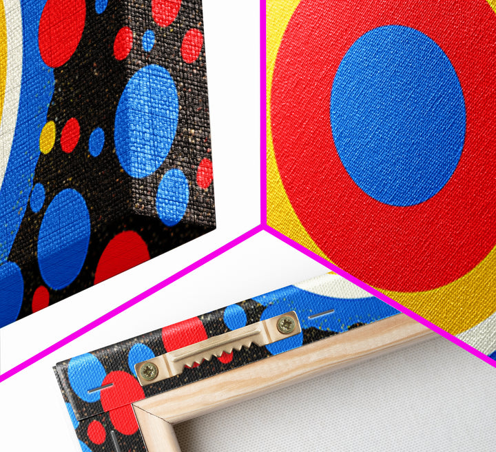Concentric Target Canvas Print, Red Blue Yellow Circle Poster, Midcentury Modern Wall Decor, Pop Art Geometric MCM Print
