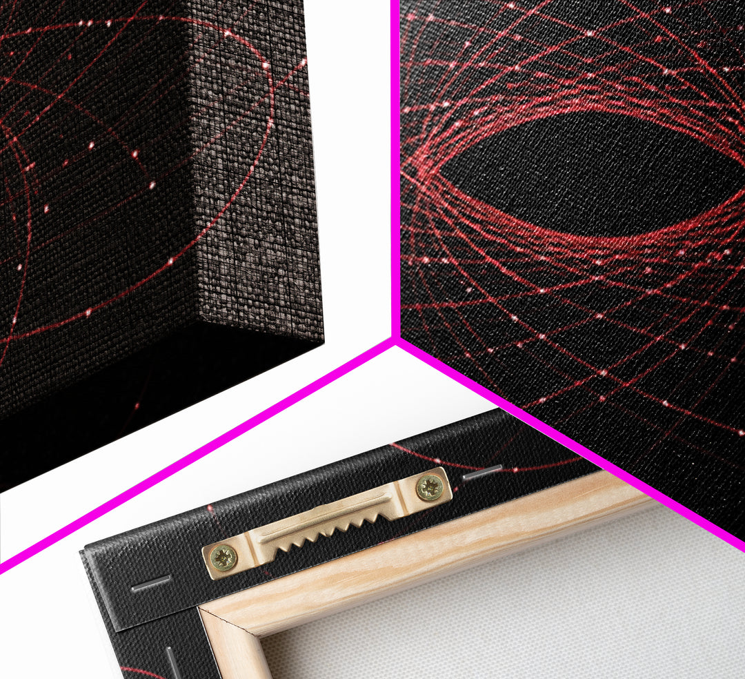 Red Orbital Black Hole Starfield Wall Art, Space Abstract Art, Modern Geometric Art Print, Sci Fi Decor For Home Office Gift