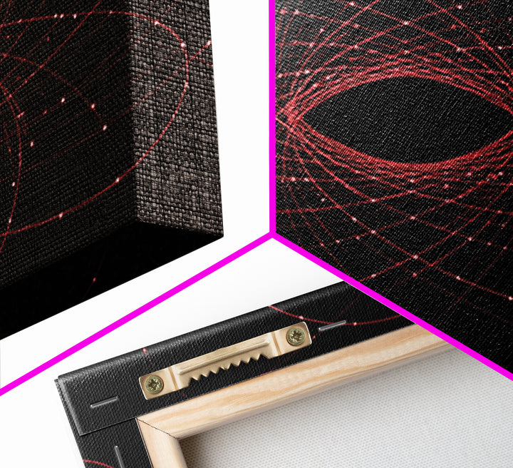Red Orbital Black Hole Starfield Wall Art, Space Abstract Art, Modern Geometric Art Print, Sci Fi Decor For Home Office Gift