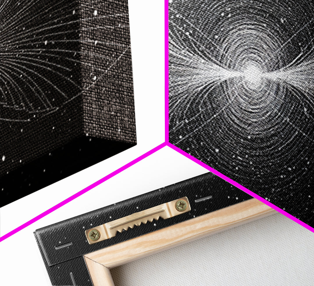 White Particle Wave Cosmic Burst Wall Art, Space Abstract Art, Modern Wall Decor, Sci Fi Poster, Black And White Art Print
