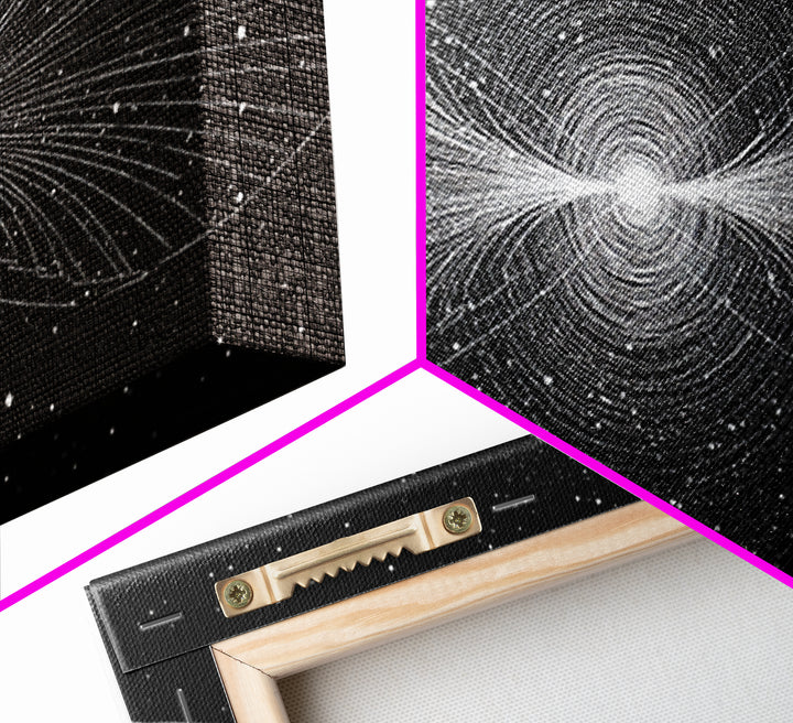 White Particle Wave Cosmic Burst Wall Art, Space Abstract Art, Modern Wall Decor, Sci Fi Poster, Black And White Art Print