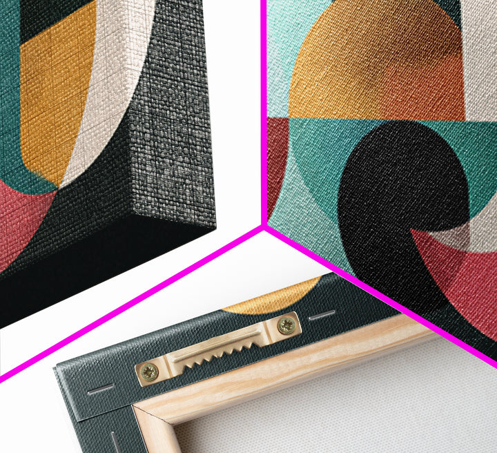 Pink Mint Mustard Oval Circle Blocks Wall Art, Midcentury Modern Geometric Print, Bauhaus Abstract Poster, MCM Wall Decor