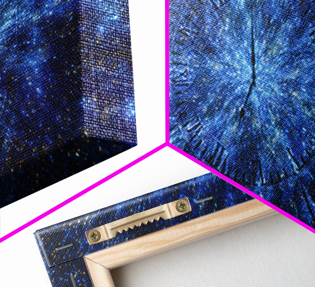 Blue Starfield Time Portal Wall Art, Modern Abstract Art, Space Poster, Digital Art Print, Galaxy Clock Decor, Home Office Art