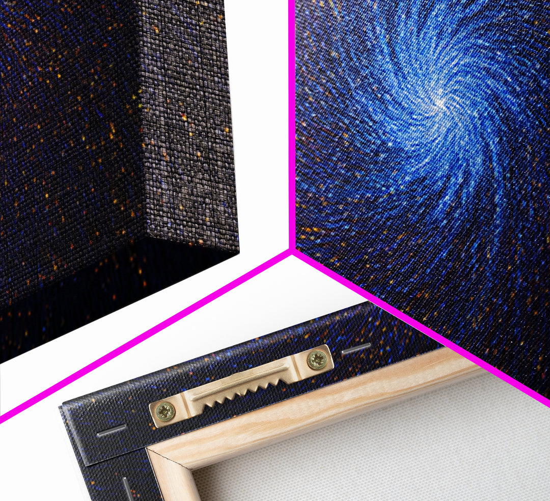 Blue Spiral Vortex Wall Art, Particle Galaxy Abstract, Modern Art Print, Cosmic Space Poster, Large Sci Fi Home Office Decor