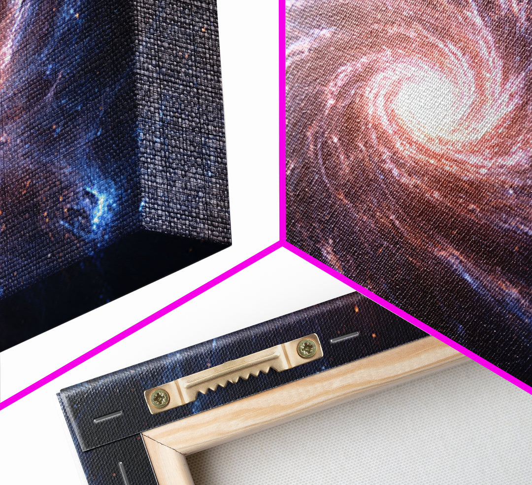 Pink Blue Spiral Galaxy Canvas Print, Cosmic Nebula Wall Art, Modern Abstract Space Poster, Bedroom Decor, Starry Gift Idea