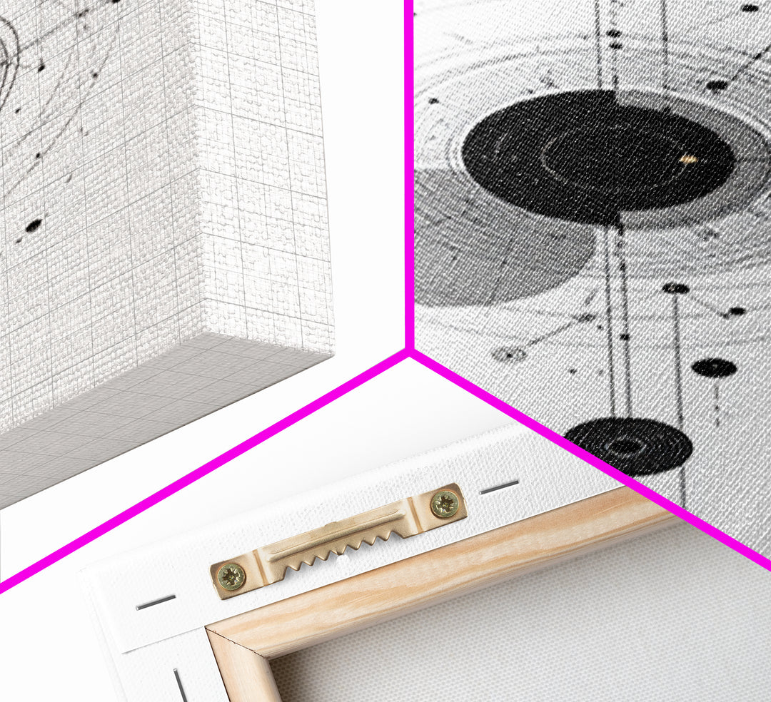 Minimal Orbital Diagram Wall Art, Modern Abstract Science Poster, Midcentury Geometric Line Decor, Black White MCM Print