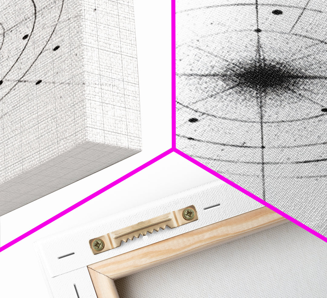 Minimal Celestial Orbit Diagram Wall Art, Black And White Abstract Geometry, Modern Art Print, Mid Century Office Decor Poster