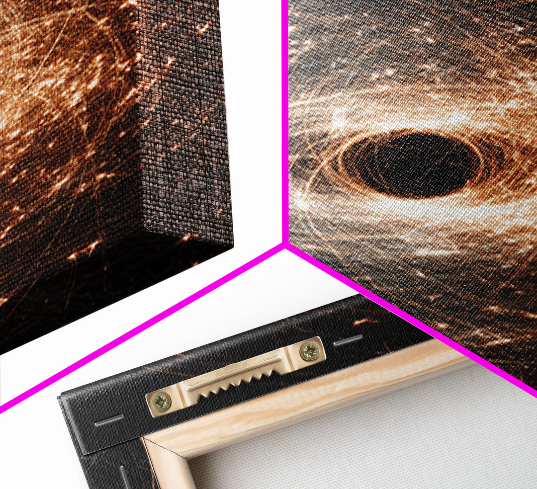 Black Hole Vortex With Golden Spark Orbits Canvas Print, Dark Space Wall Art, Modern Abstract Art, Sci Fi Poster Decor Gift