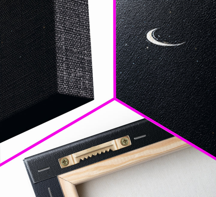 Minimal Crescent Moon Starry Night Wall Art, Celestial Dark Blue Poster, Modern Printable, Bedroom Decor, Mystic Nursery Print