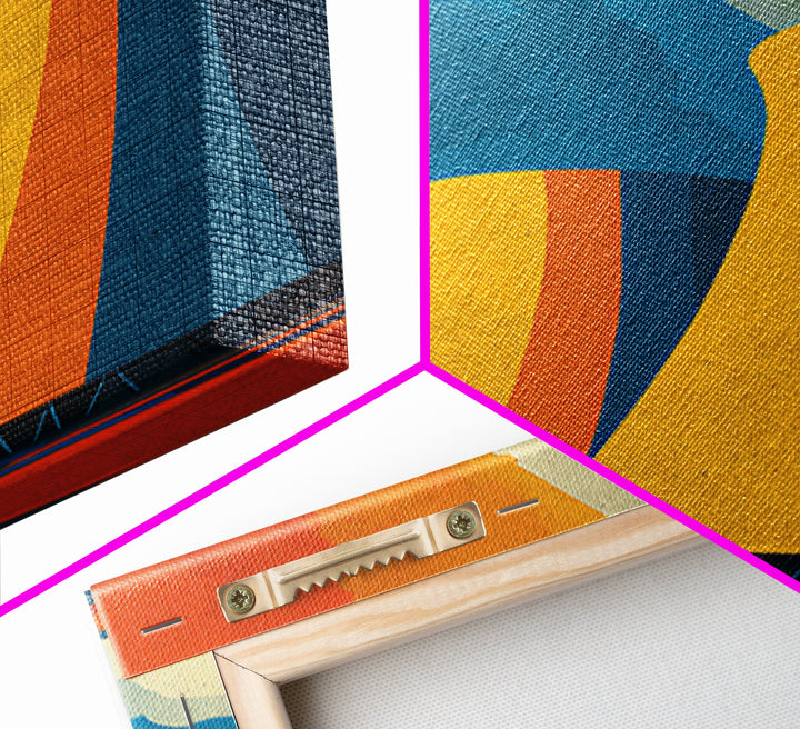 Orange Teal Cooling Towers Canvas Print, Industrial Architecture Wall Art, Retro Modern Decor, Bold Energy Poster, Office Statement Piece