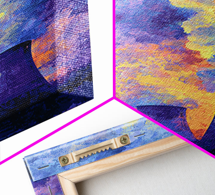Purple Sunset Cooling Towers With Colorful Smoke Wall Art, Industrial Modern Art Print, Dramatic Office Decor, Energy Poster