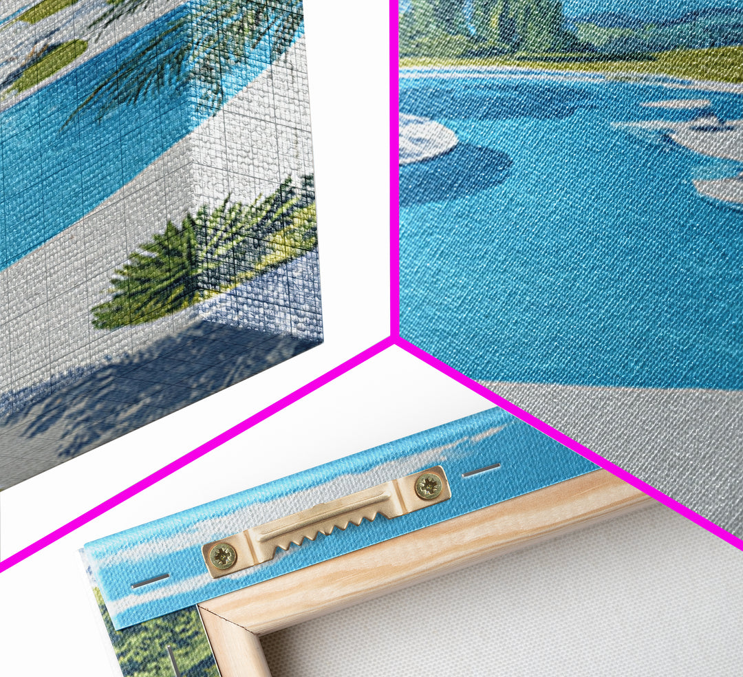 Midcentury Pool And Glass House Landscape Canvas Print, Palm Springs Modern Wall Art, Retro Architecture Living Room Home Decor