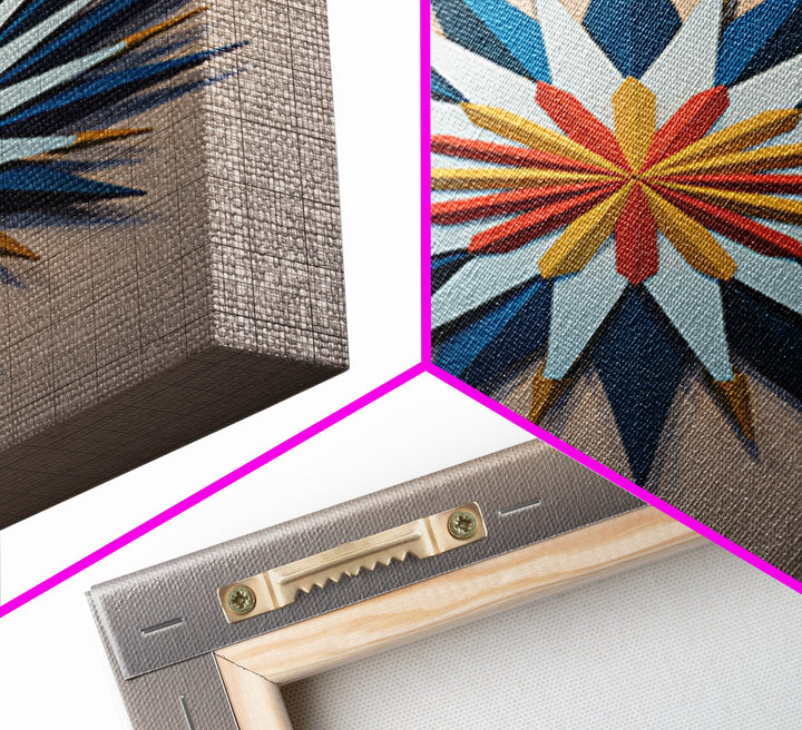 Atomic Starburst Wall Sculpture Wall Art, Midcentury Modern Decor, Geometric MCM Artwork, Navy Gold Canvas Print Retro Poster