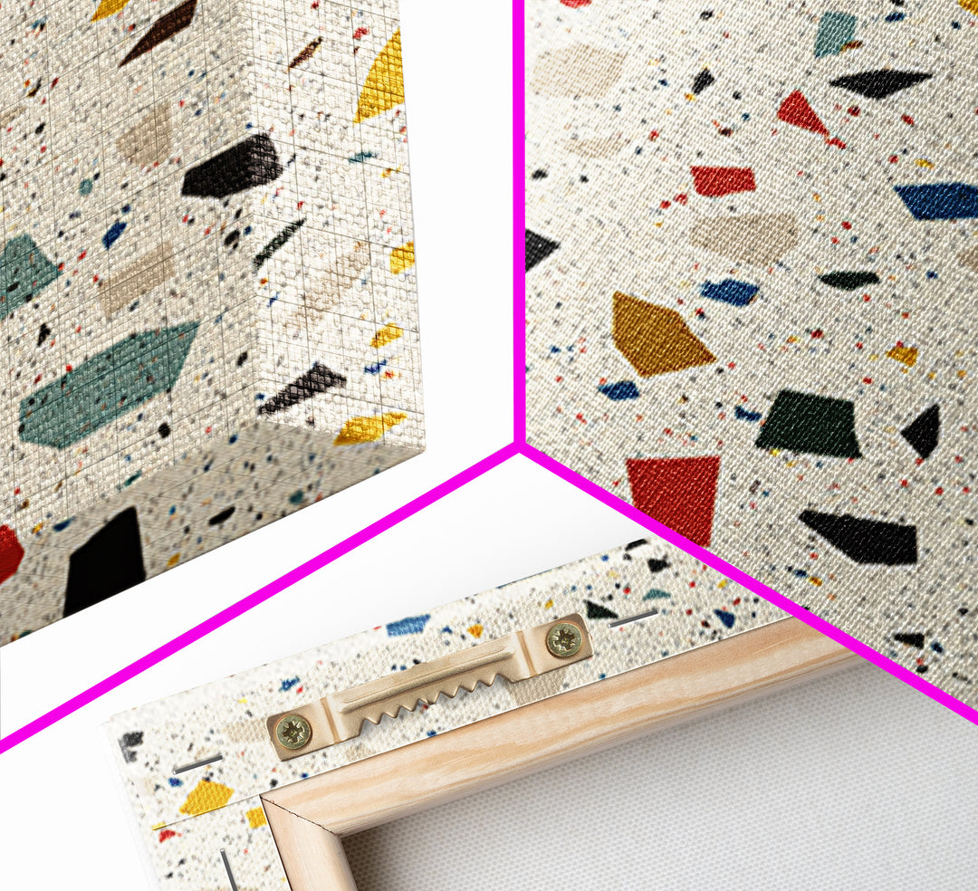 Speckled Confetti Terrazzo Shards Wall Art, Midcentury Modern Print, Colorful Geometric Abstract Home Office Living Room Decor