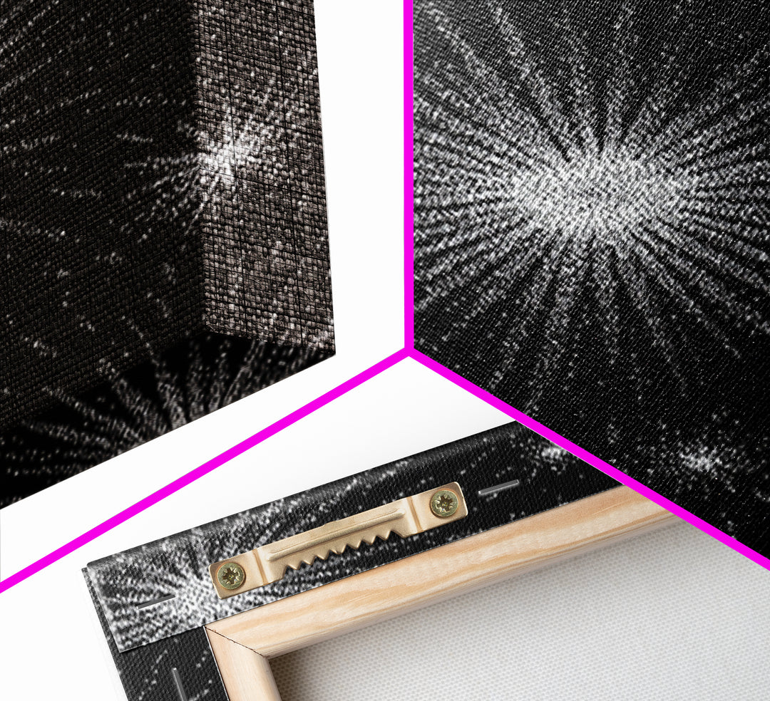 Black And White Atomic Starburst Wall Art, Midcentury Modern Art, Retro Abstract Poster, Minimalist Wall Decor, MCM Gift