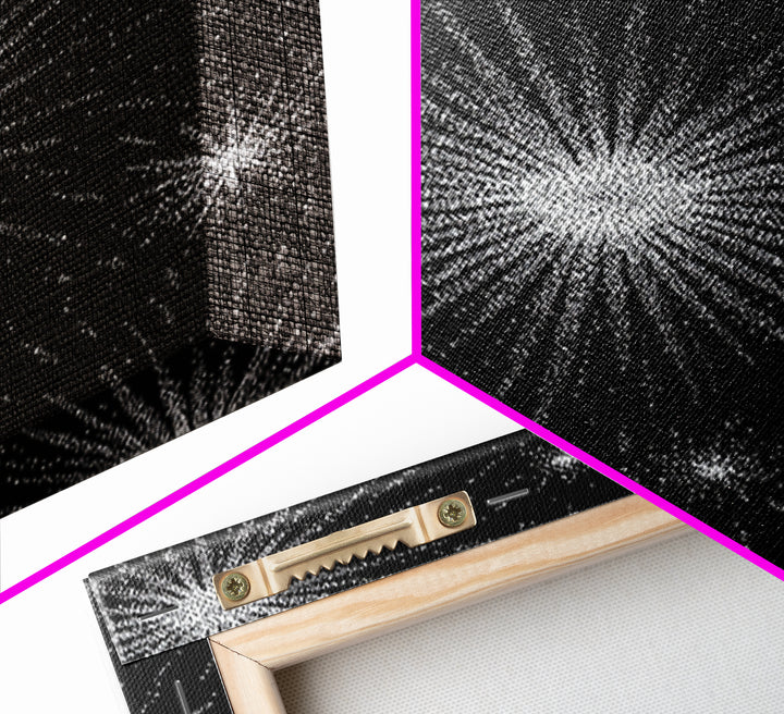 Black And White Atomic Starburst Wall Art, Midcentury Modern Art, Retro Abstract Poster, Minimalist Wall Decor, MCM Gift