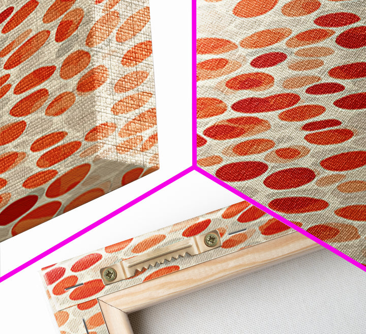Orange Red Pebble Pattern Wall Art, Midcentury Modern Print, Retro Abstract Decor, Warm Geometric Art For Kitchen Decor Gift