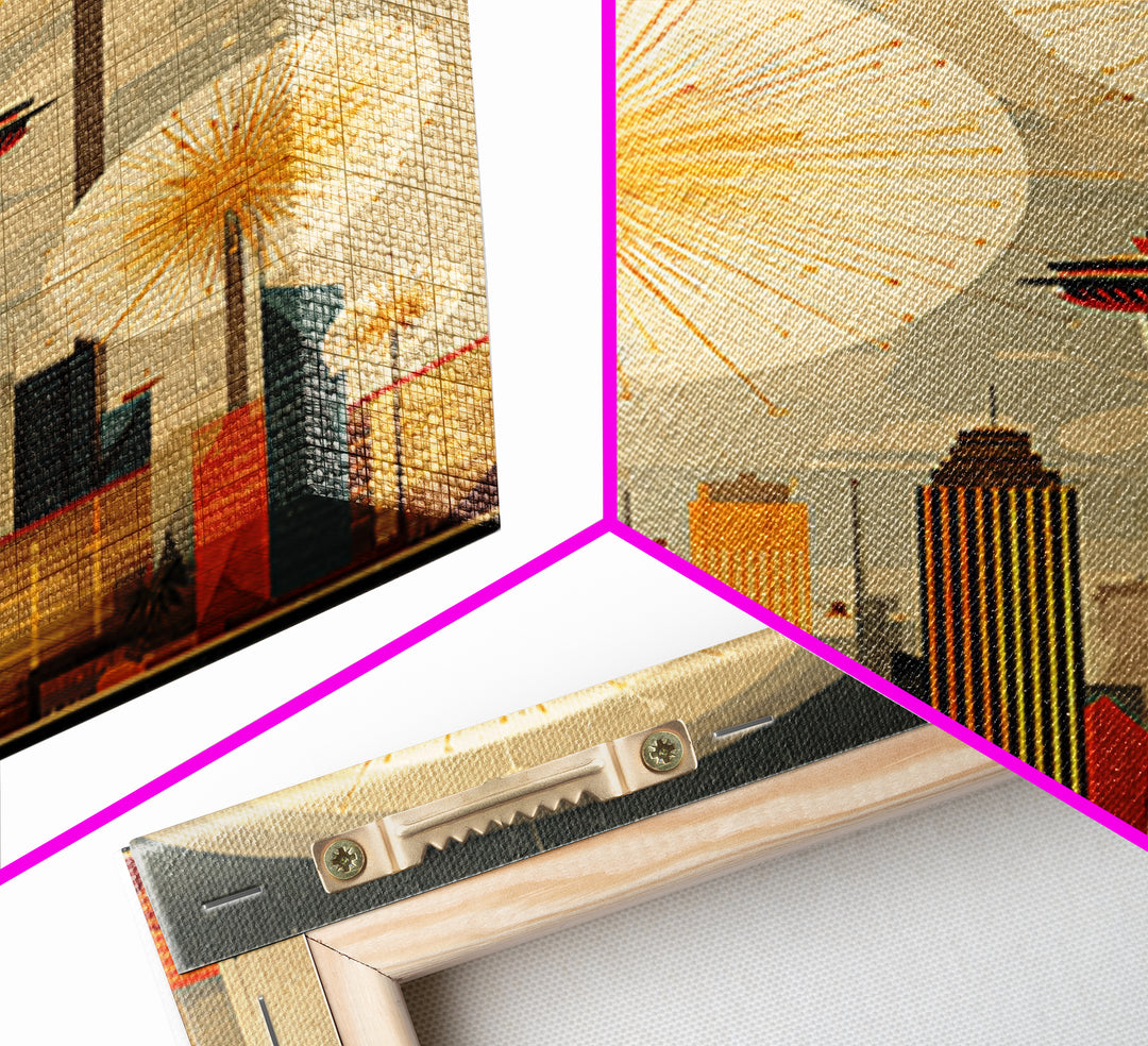 Seattle Space Needle Sunbursts Wall Art, Midcentury Modern Art, Retro City Skyline Poster, Atomic MCM Home Decor Print Gift