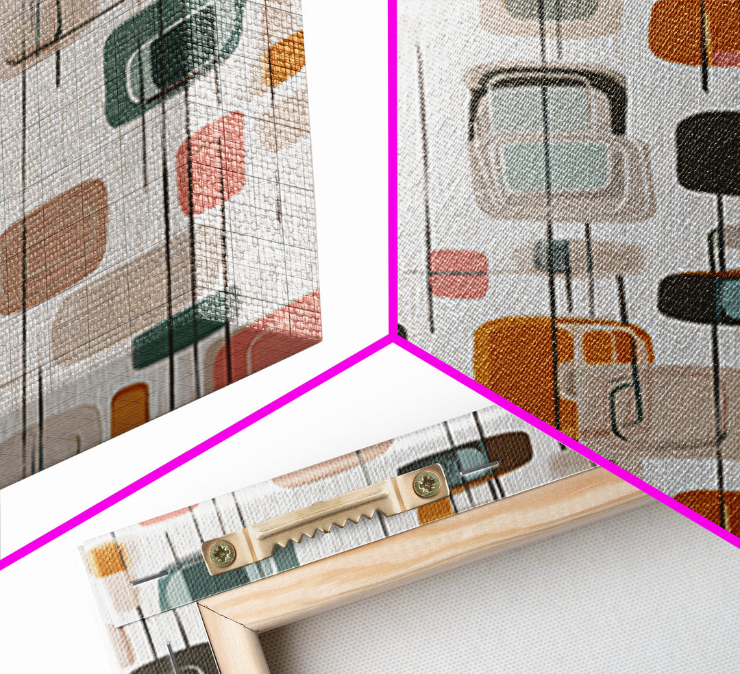 Muted Rounded Rectangle Pattern Wall Art, Midcentury Modern Abstract Poster, Scandinavian Decor, Geometric Home Art Print