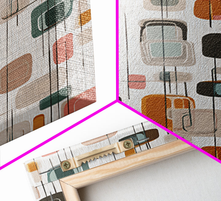 Muted Rounded Rectangle Pattern Wall Art, Midcentury Modern Abstract Poster, Scandinavian Decor, Geometric Home Art Print