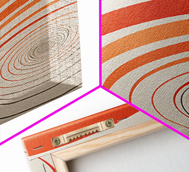 Orange Cream Spiral Tunnel Canvas Print, Op Art Wall Decor, Midcentury Modern Abstract Art, Retro Geometric Poster Print