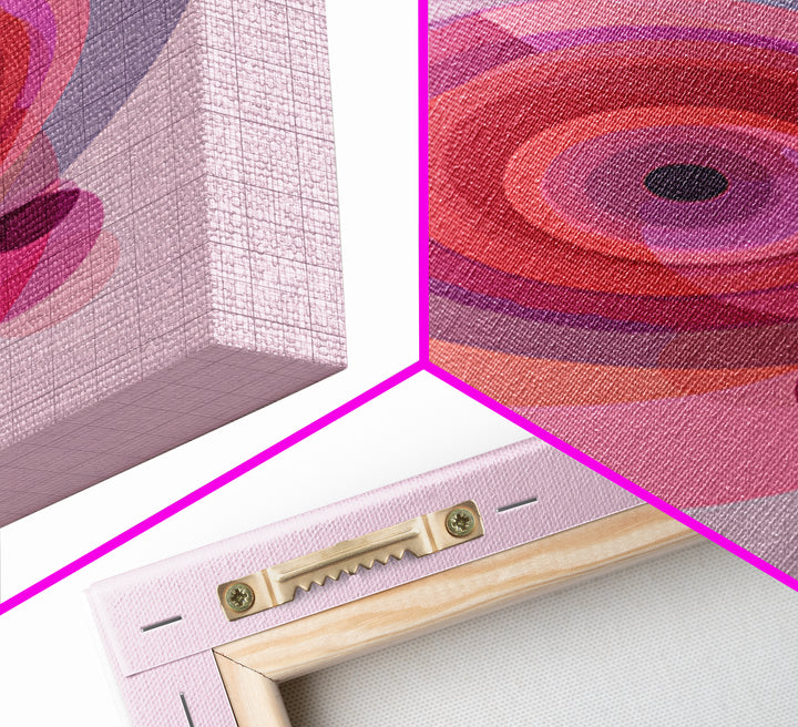 Pink Concentric Circles Abstract Wall Art, Midcentury Modern Art Print, Geometric Wall Decor, Retro MCM Living Room Decor